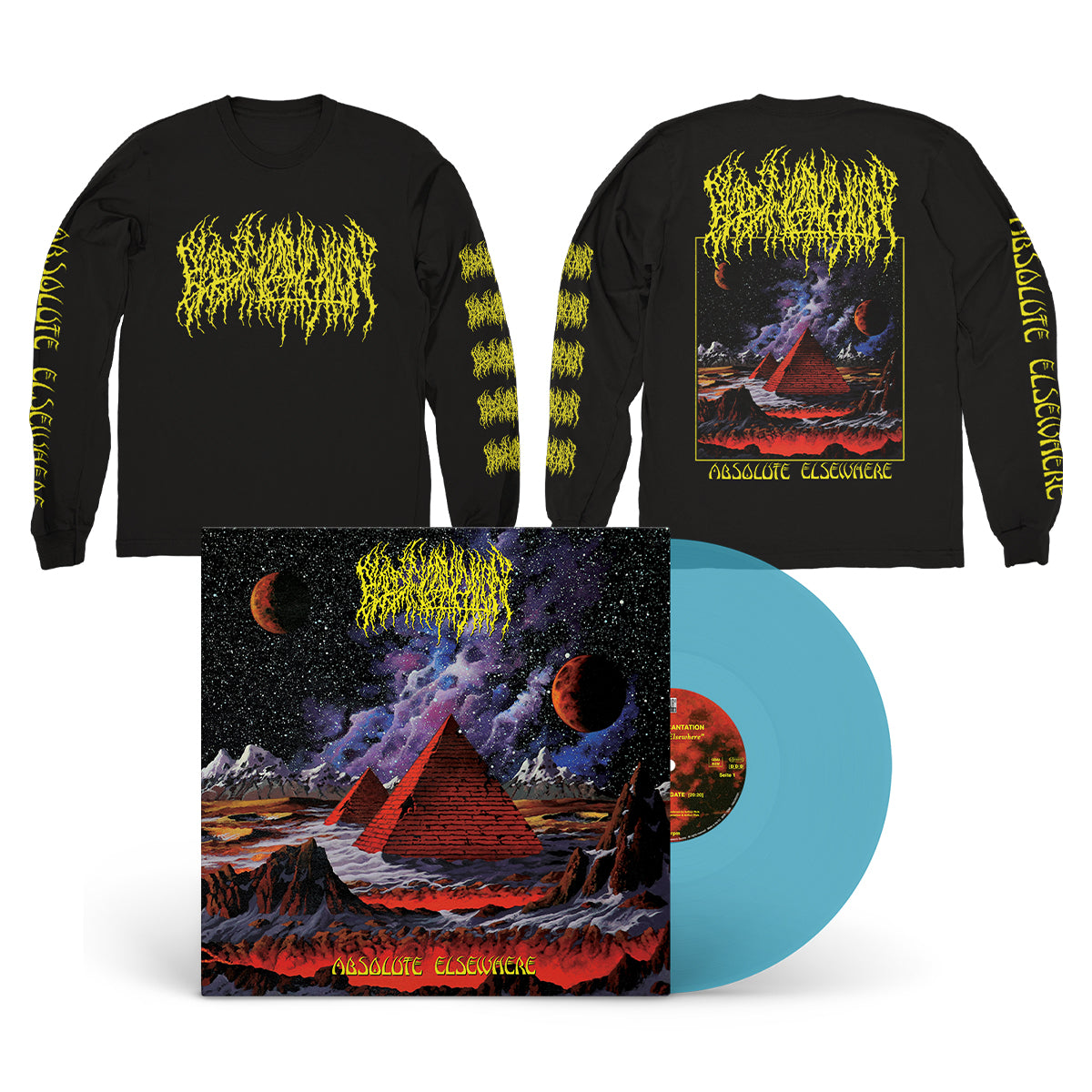 BLOOD INCANTATION &quot;Absolute Elsewhere&quot; LP + Longsleeve Bundle TRANS. TURQUOISE