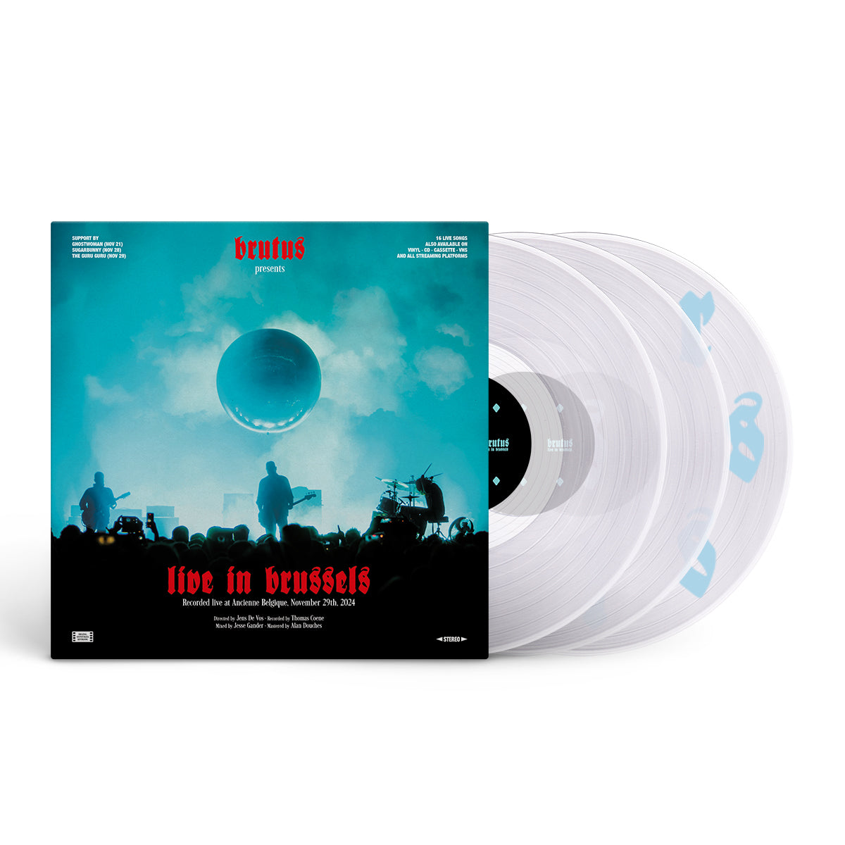 BRUTUS &quot;Live In Brussels&quot; 3xLP CRYSTAL CLEAR (EG HASSLE RECORDS EXCLUSIVE)