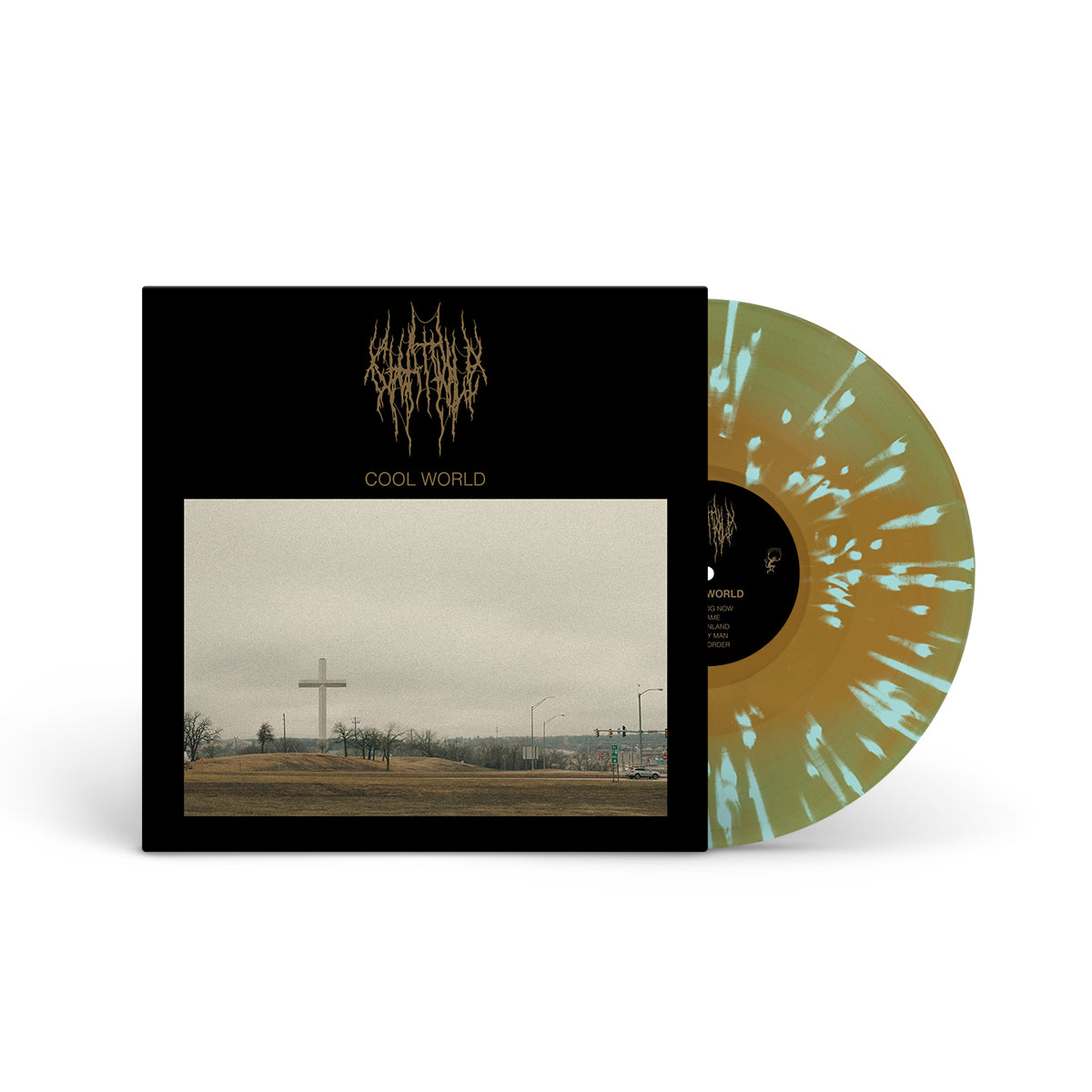 CHAT PILE &quot;Cool World&quot; LP A B OLIVE GREEN &amp; GOLD W BABY BLUE SPLATTER