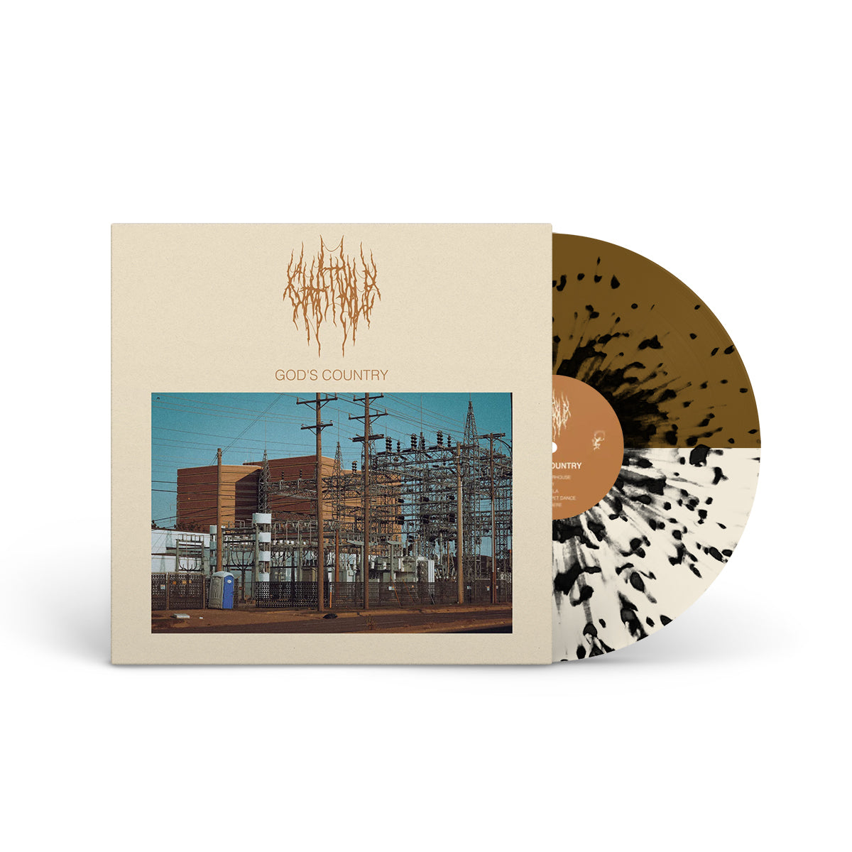 CHAT PILE &quot;God&#39;s Country&quot; LP BONE GOLD HALF &#39;N&#39; HALF W BLACK SPLATTER (EG EXCLUSIVE)