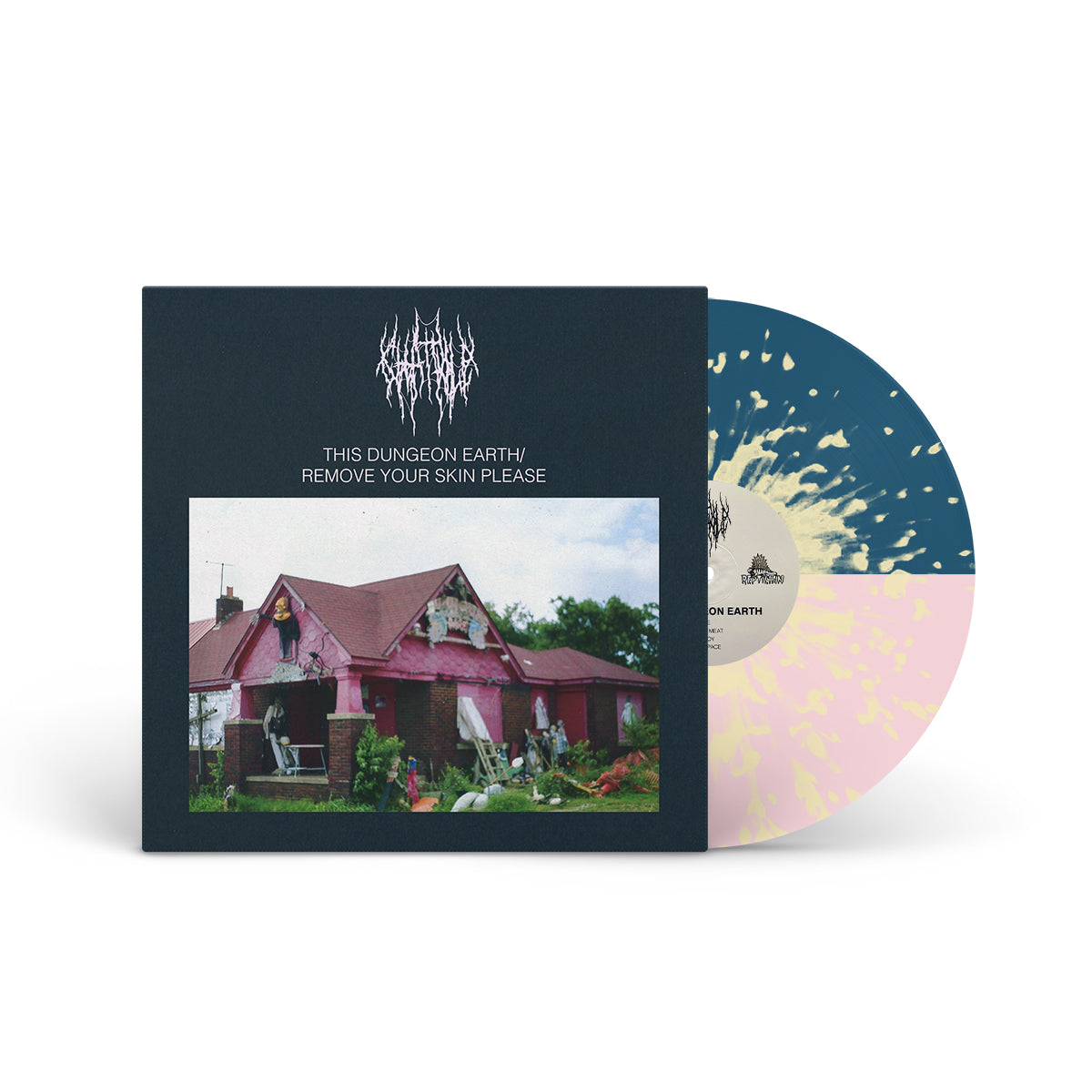 CHAT PILE &quot;This Dungeon Earth/Remove Your Skin Please&quot; LP PINK BLUE HALF&#39;N&#39;HALF W BONE SPLATTER (EG EXCLUSIVE)