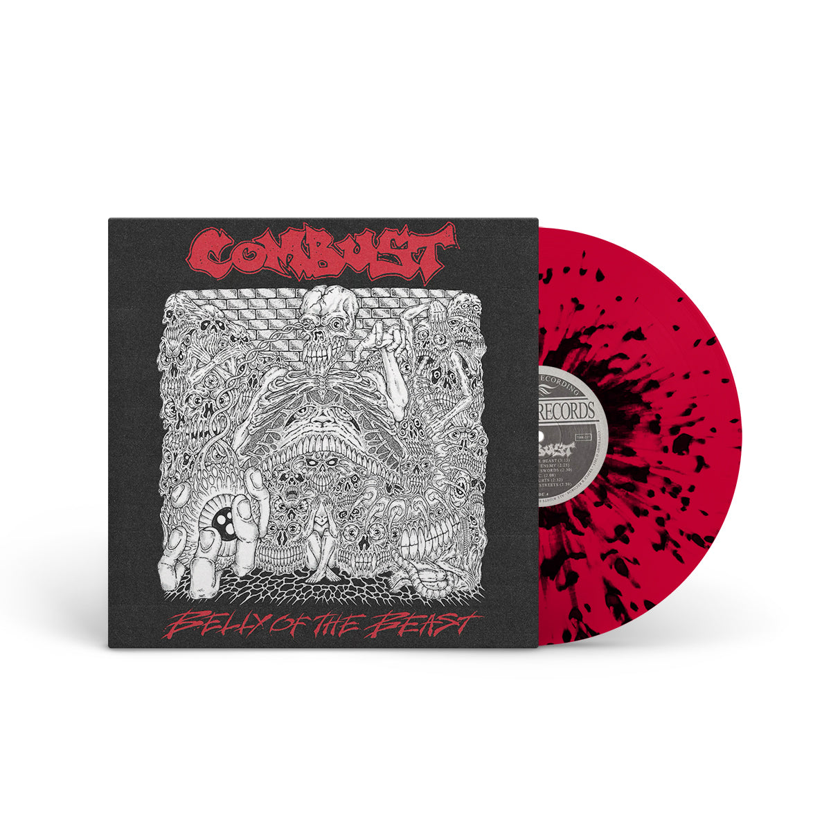COMBUST &quot;Belly Of The Beast&quot; LP APPLE RED W BLACK SPLATTER