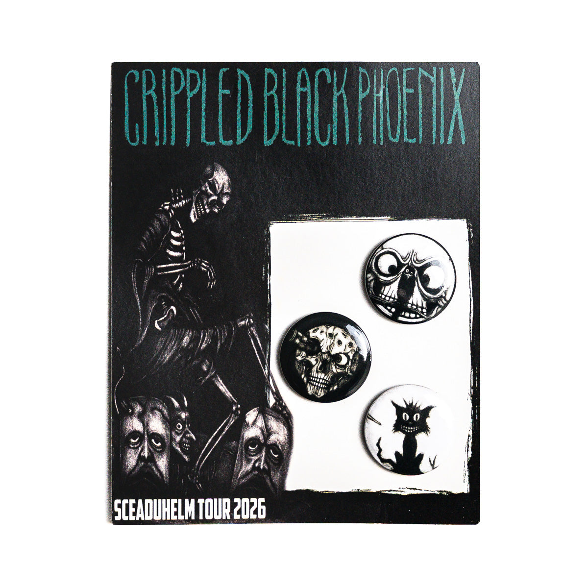 CRIPPLED BLACK PHOENIX "Sceaduhelm" Button Badge Set