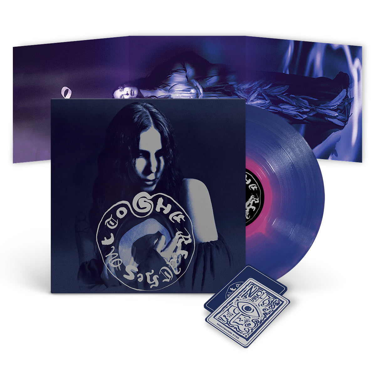 CHELSEA WOLFE &quot;She Reaches Out To She Reaches Out To She&quot; LP PINK IN PURPLE W TRIFOLD POSTER &amp; ORACLE DECK