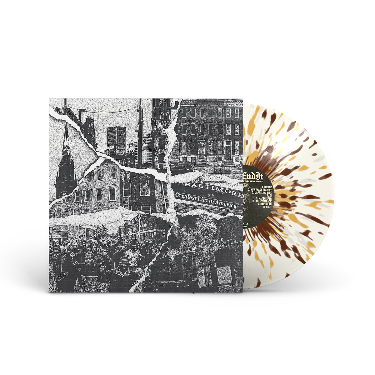 END IT &quot;Unpleasant Living&quot; LP CLEAR W GOLD, BROWN &amp; WHITE SPLATTER