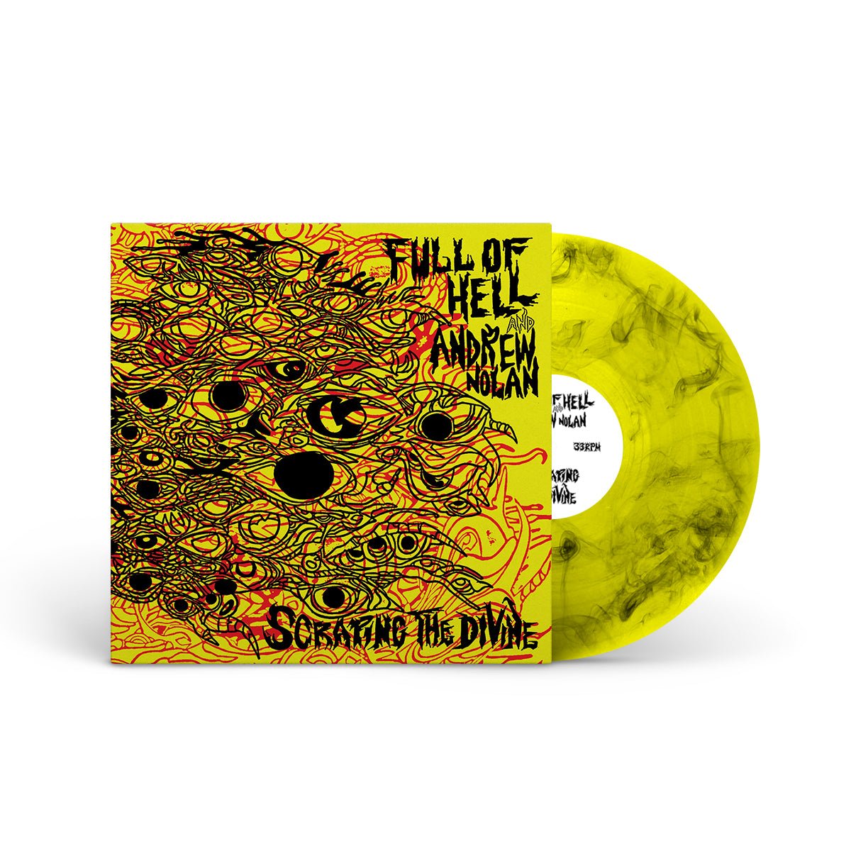 FULL OF HELL &amp; ANDREW NOLAN "Scraping The Divine" LP YELLOW W BLACK SMOKE