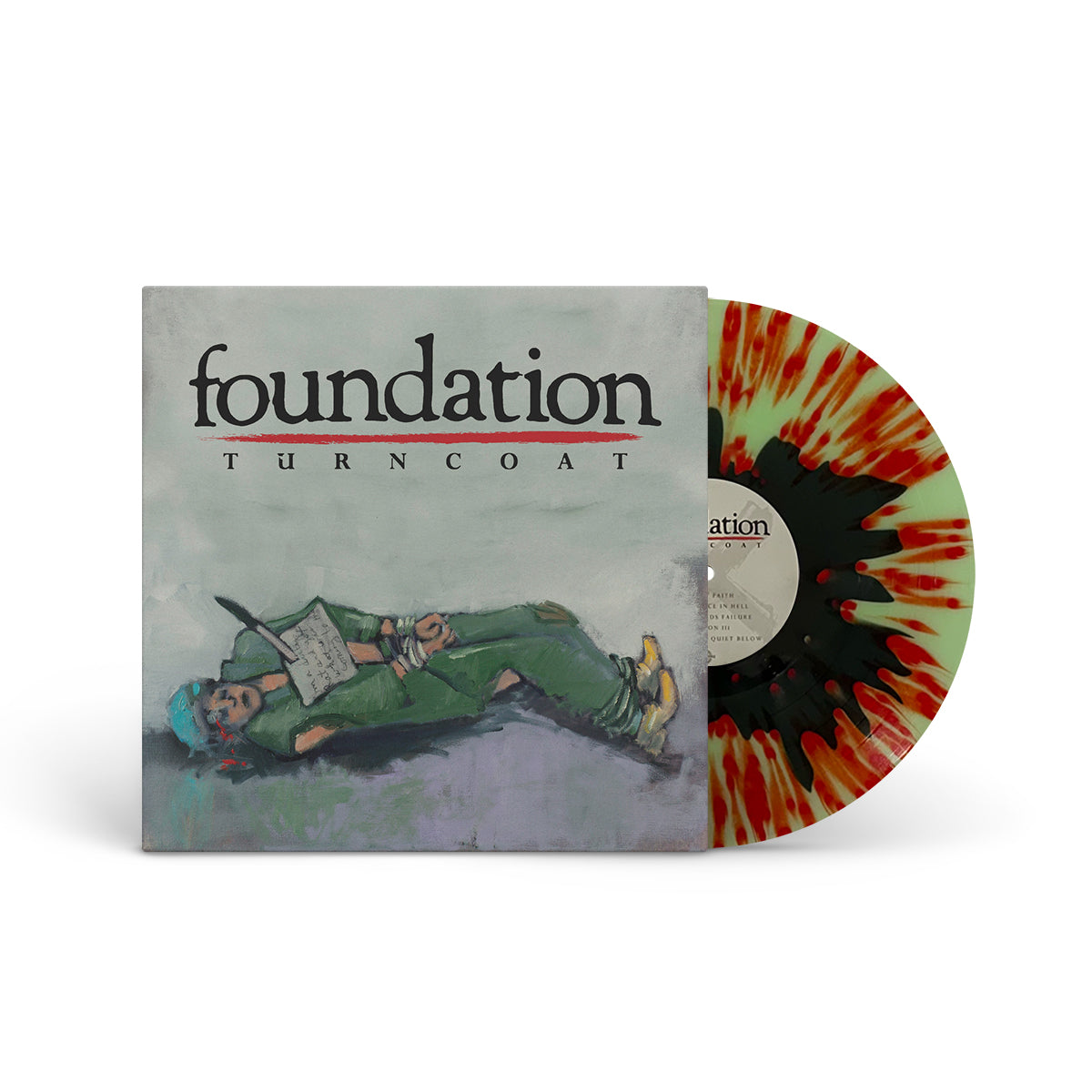 FOUNDATION &quot;Turncoat&quot; 12&quot; BLACK IN CLEAR W RED SPLATTER