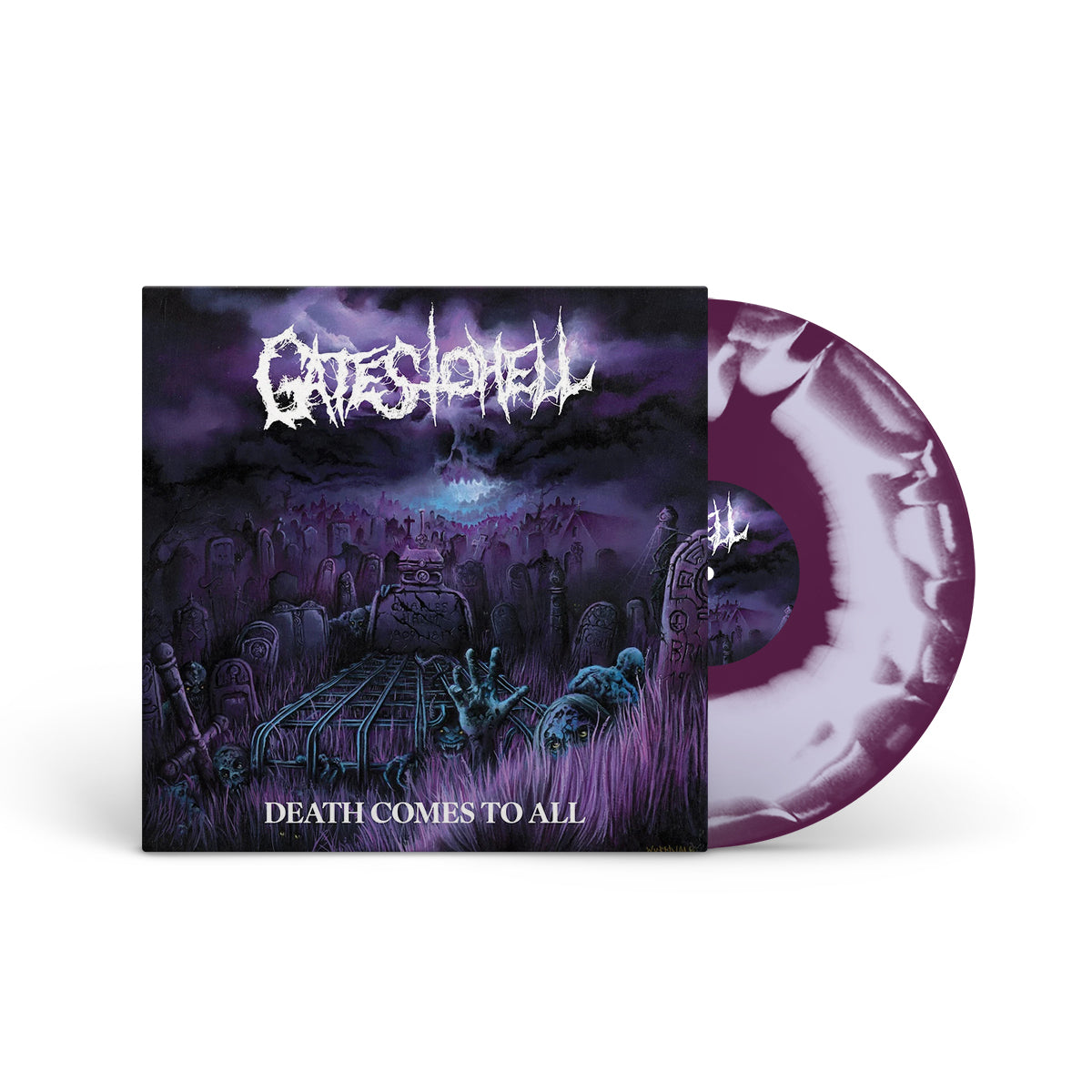 GATES TO HELL &quot;Death Comes To All&quot; LP PURPLE WHITE SWIRL