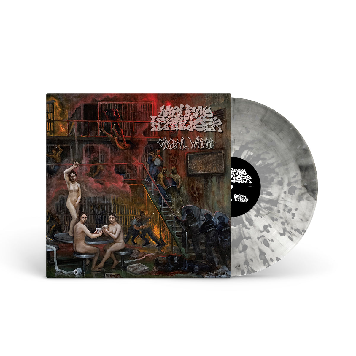 JARHEAD FERTILIZER &quot;Carceral Warfare&quot; LP CLEAR W BLACK SMOKE &amp; SILVER SPLATTER