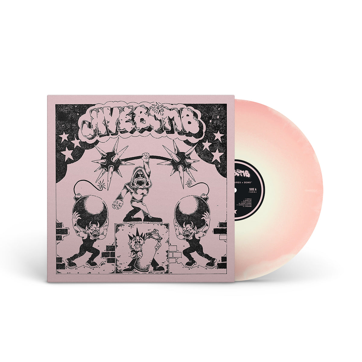 JIVEBOMB &quot;Primitive Desires / Demo&quot; LP BUBBLEGUM PINK WHITE BONE WHITE