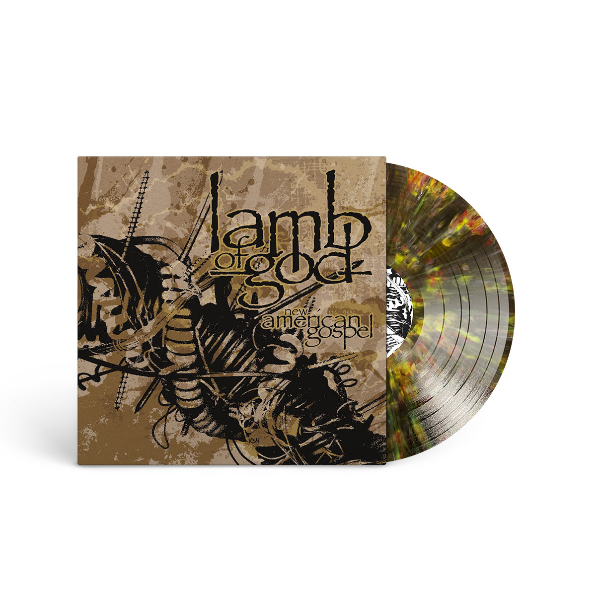 LAMB OF GOD &quot;New American Gospel&quot; LP CLEAR BLACK W WHITE &amp; GOLD SPLATTER