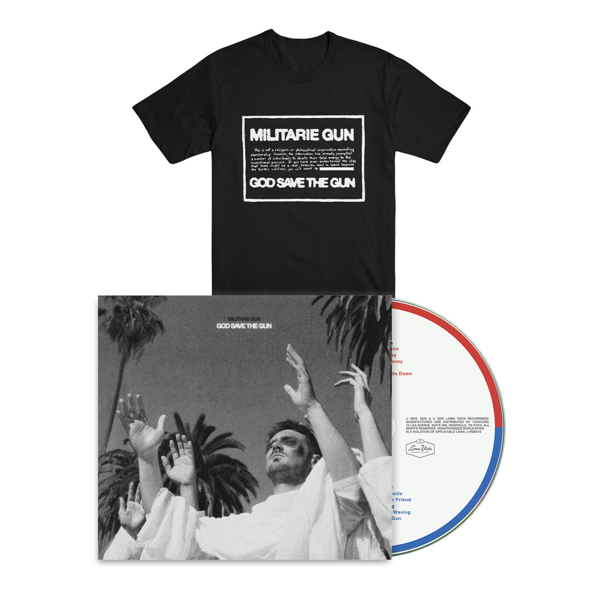 MILITARIE GUN &quot;God Save The Gun&quot; CD + T-Shirt Bundle