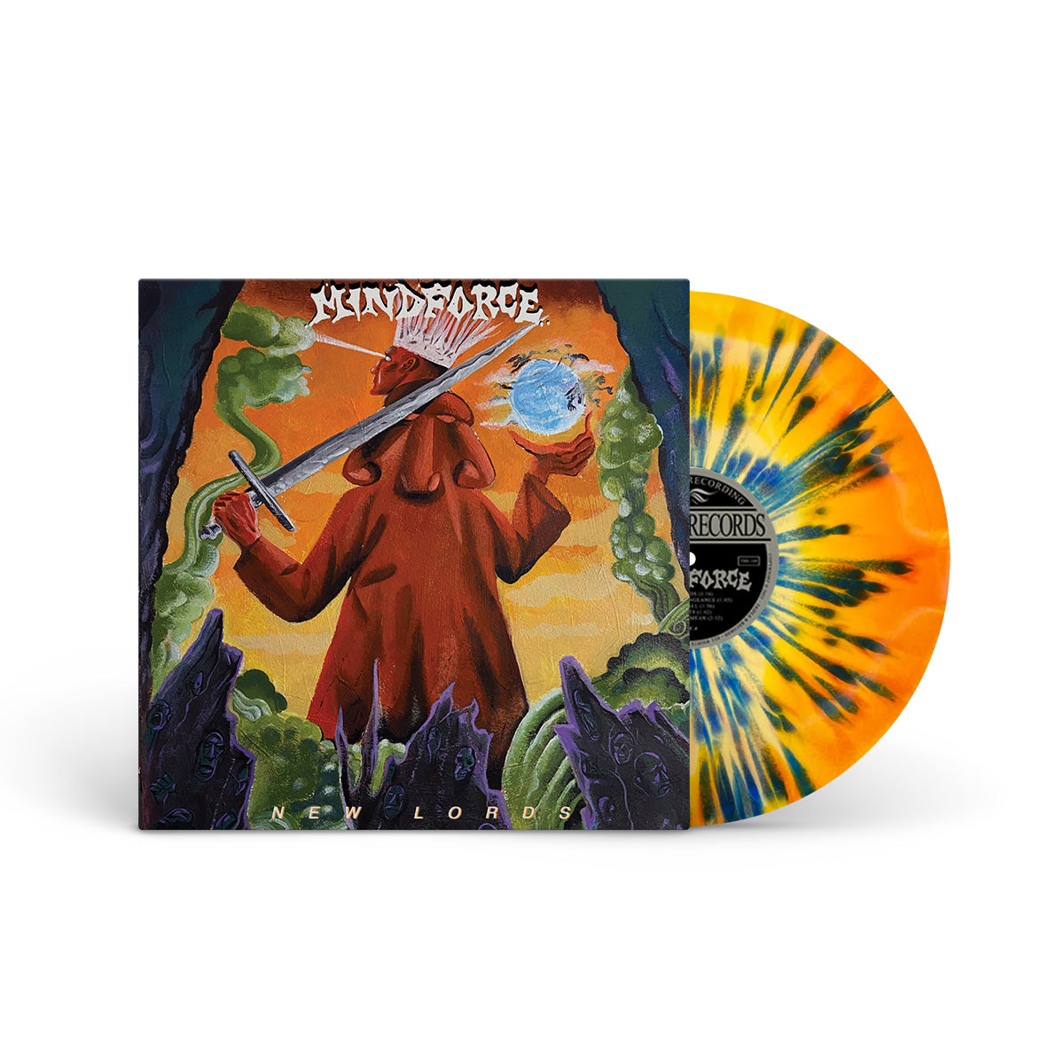 MINDFORCE &quot;New Lords&quot; LP ORANGE &amp; YELLOW SWIRL W BLUE JAY SPLATTER