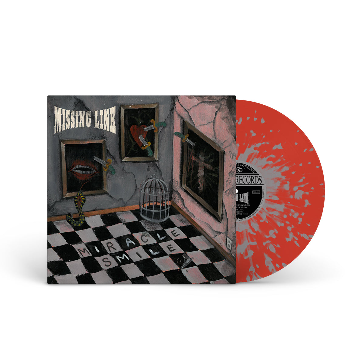 MISSING LINK &quot;Miracle Smile&quot; 12&quot; APPLE RED GREY SPLATTER W SCREENPRINTED B-SIDE