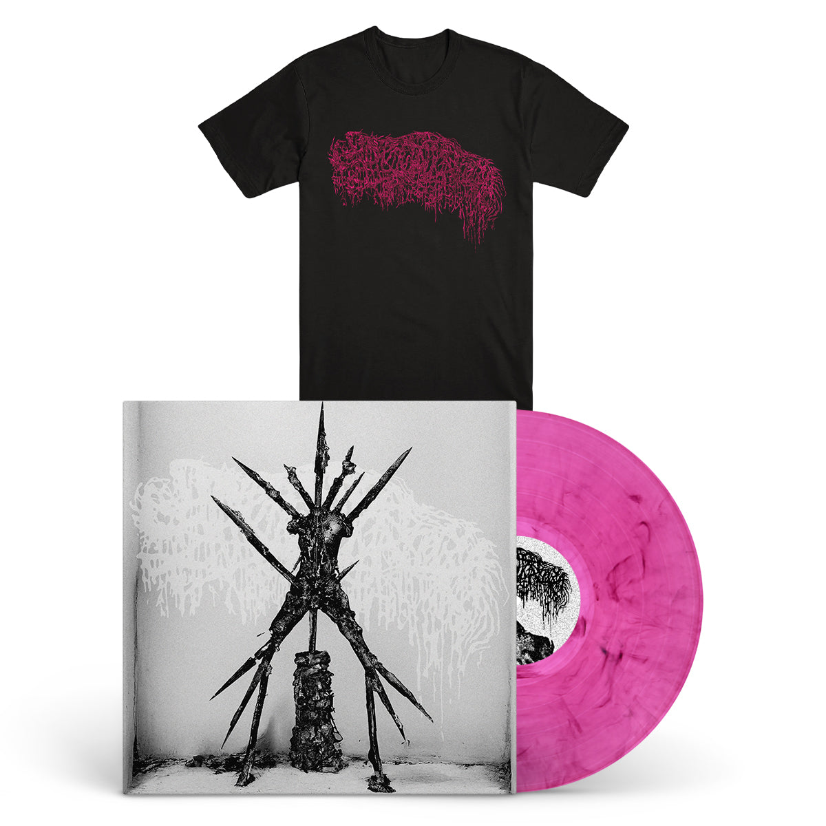 SANGUISUGABOGG &quot;Hideous Aftermath&quot; LP + T-Shirt Bundle MAGENTA LILAC MARBLED BLACK