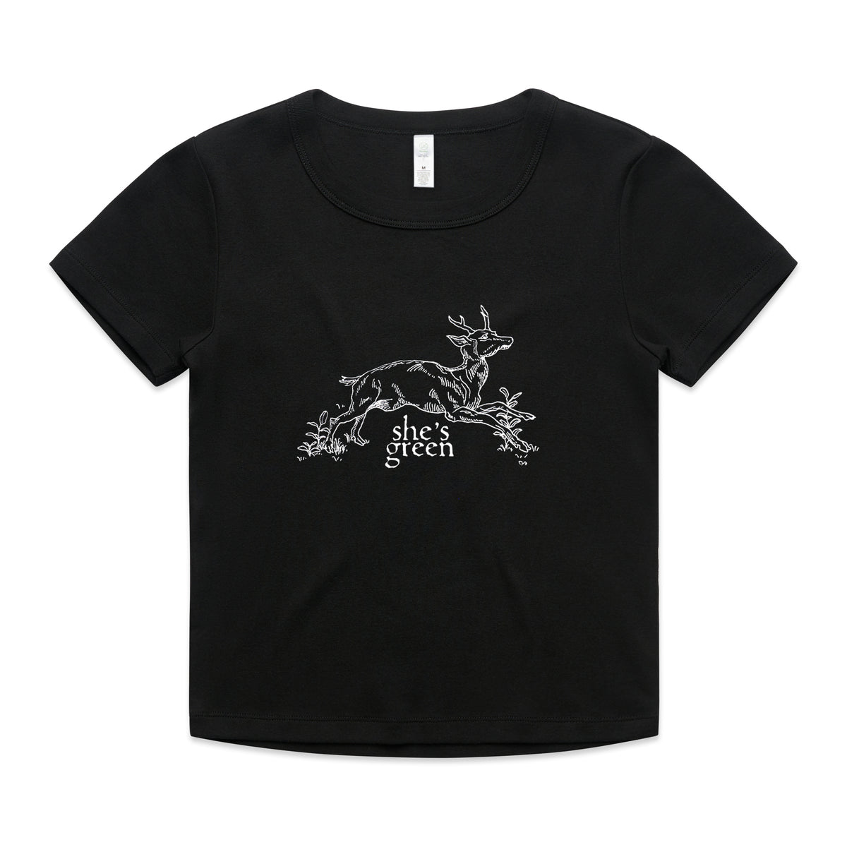 SHE'S GREEN "Deer" Crop T-Shirt