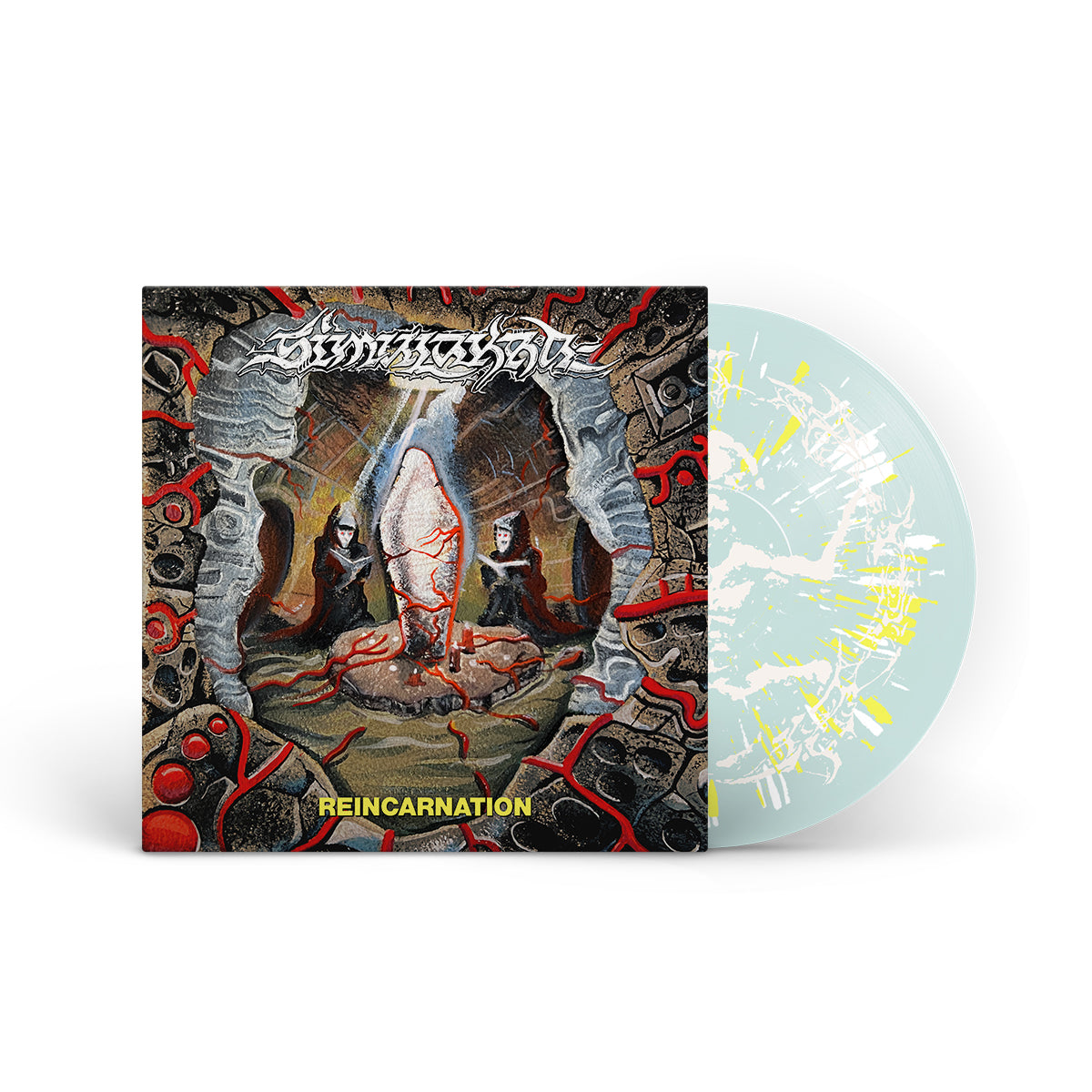 SIMULAKRA &quot;Reincarnation&quot; 12&quot; TRANSPARENT LIGHT BLUE W WHITE AND YELLOW SPLATTER