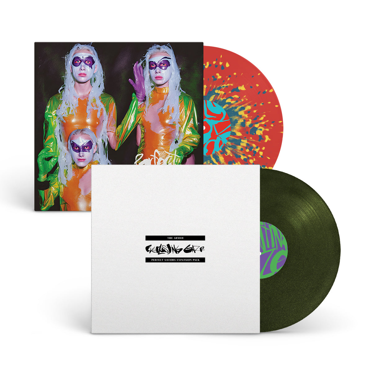 THE ARMED &quot;Everlasting Gaze + Perfect Saviors&quot; Vinyl Bundle GREEN W GLITTER RED W SPLATTER