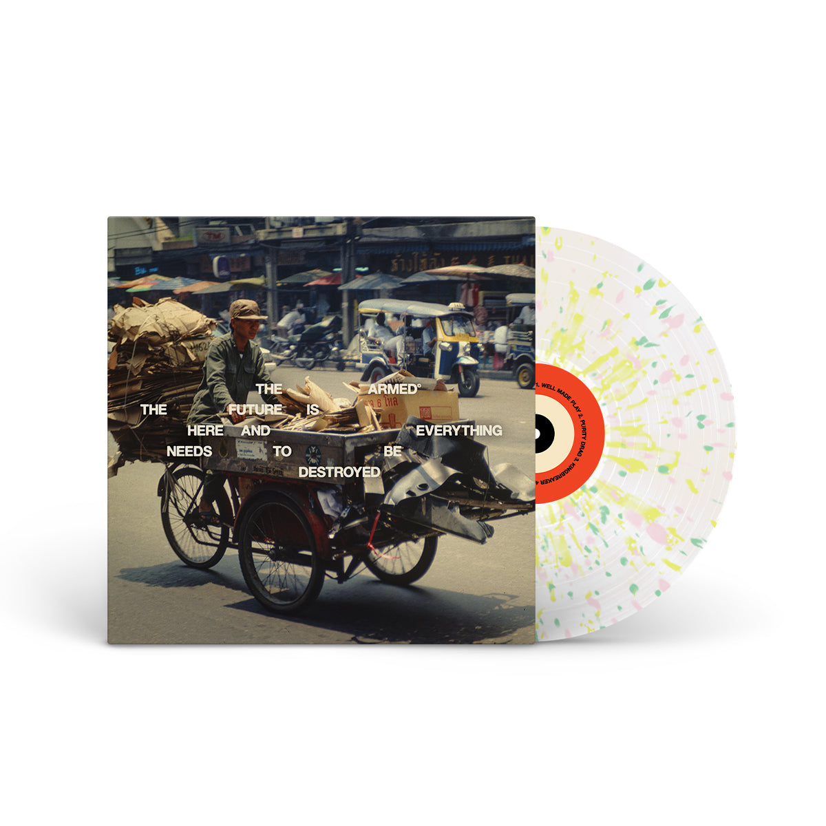 THE ARMED &quot;The Future Is Here And Everything Needs To Be Destroyed&quot; LP CLOUDY CLEAR W YELLOW PINK GREEN SPLATTER