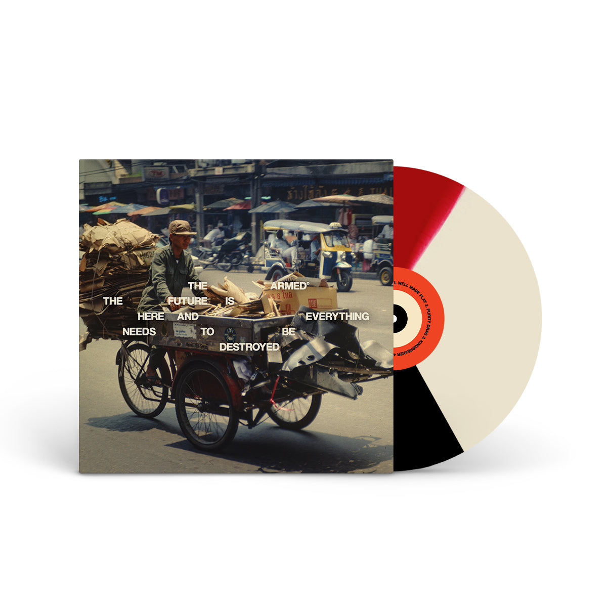 THE ARMED &quot;The Future Is Here And Everything Needs To Be Destroyed&quot; LP WHITE RED BLACK TRI-COLOR WEDGE