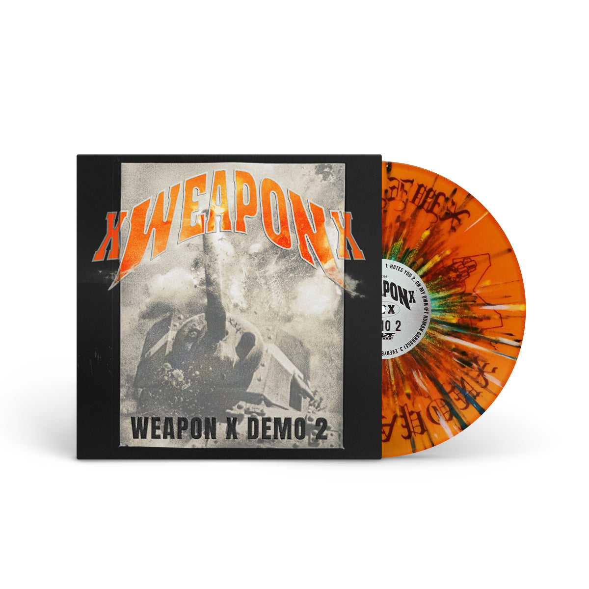 XWEAPONX &quot;Demo 2&quot; LP CLEAR ORANGE W WHITE &amp; DARK BLUE SPLATTER