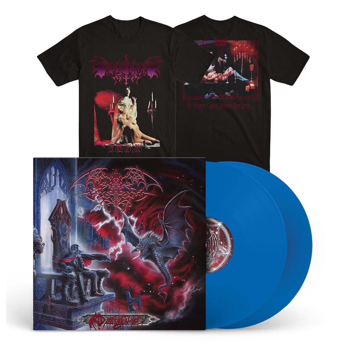 WORM "Necropalace" 2xLP + T-Shirt Bundle BLUE