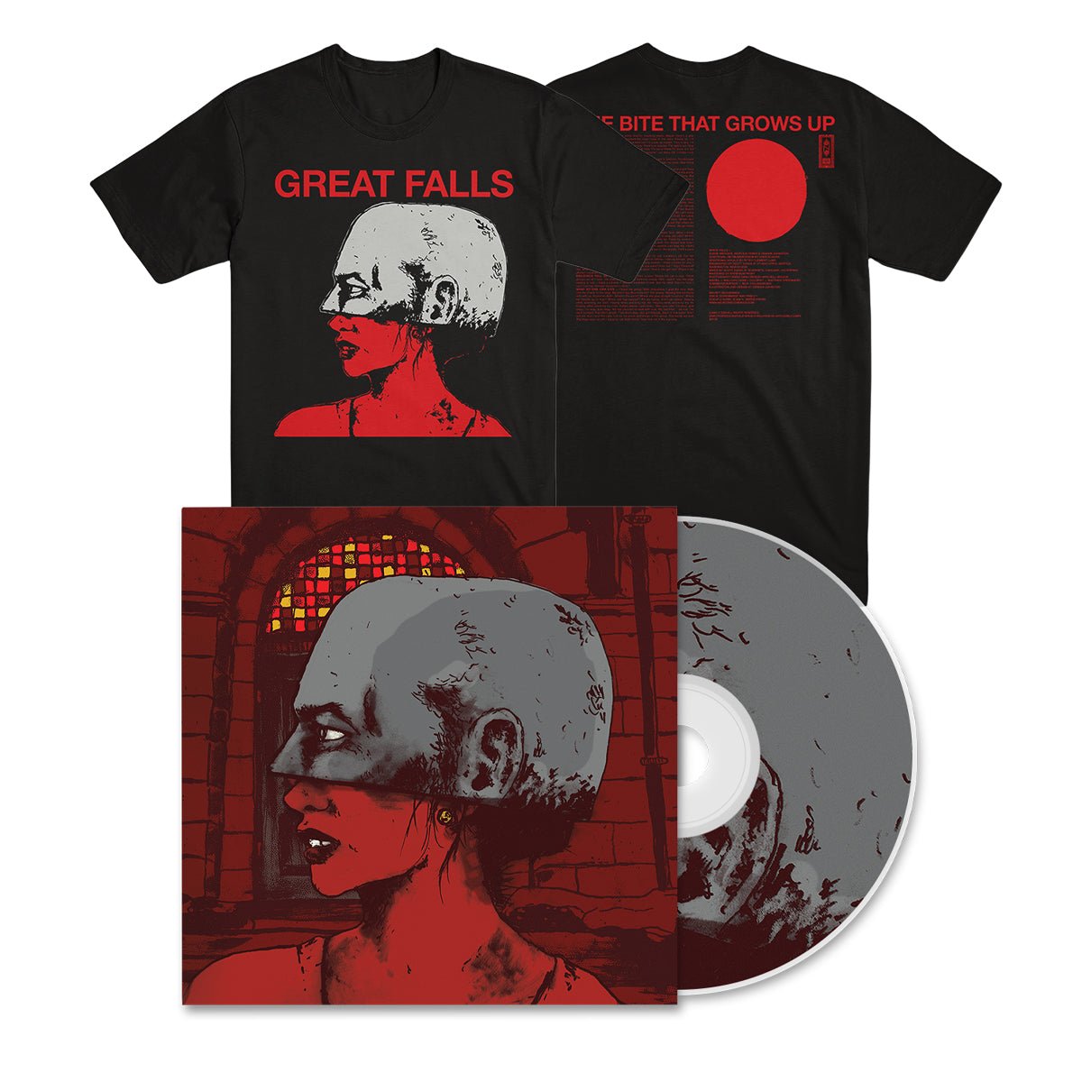 GREAT FALLS "The Bite That Grows Up" CD + T-Shirt Bundle - Evil Greed