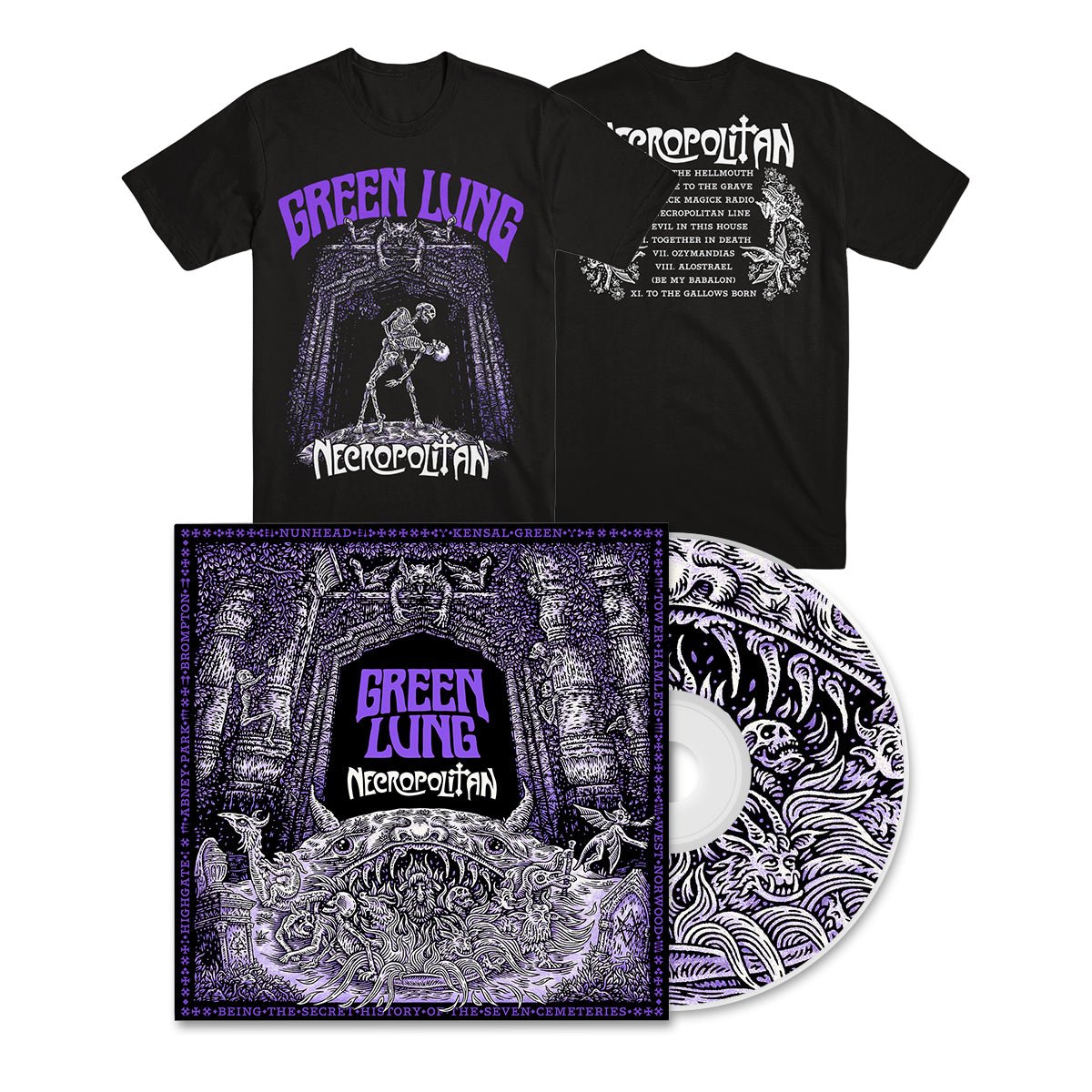 GREEN LUNG "Necropolitan" CD + T-Shirt Bundle - Evil Greed
