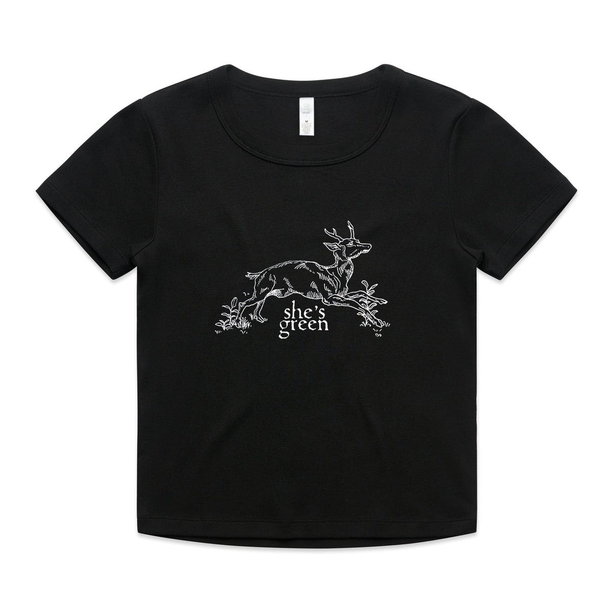 SHE'S GREEN "Deer" Crop T-Shirt - Evil Greed