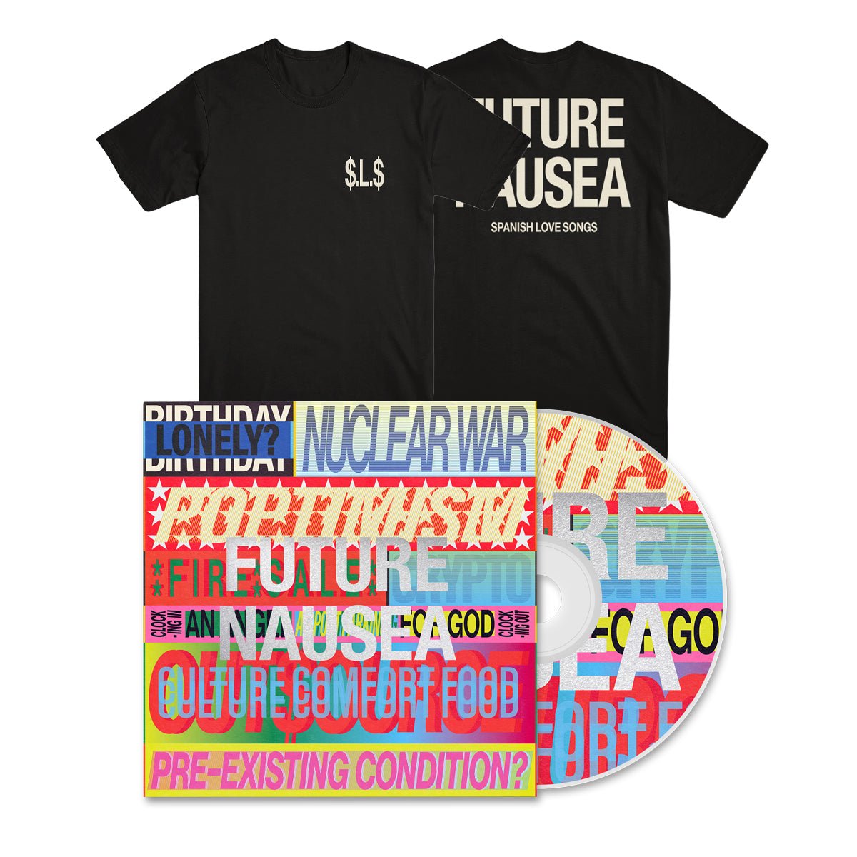 SPANISH LOVE SONGS "Future Nausea" CD + T-Shirt Bundle - Evil Greed