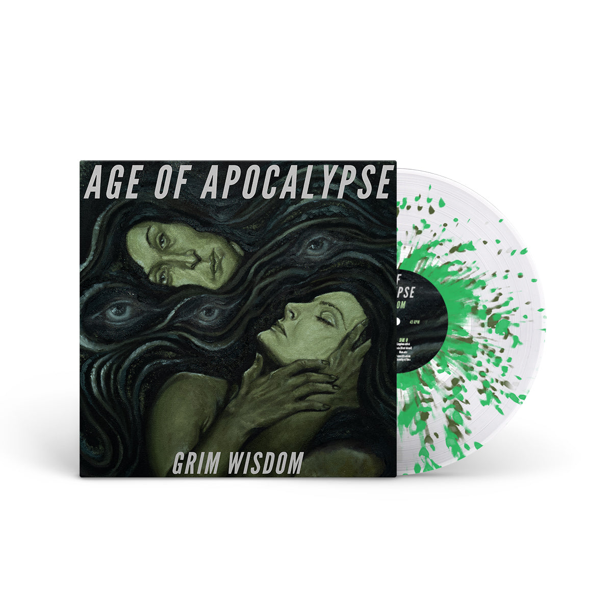 AGE OF APOCALYPSE &quot;Grim Wisdom&quot; LP CLEAR W NEON GREEN OLIVE EVERGREEN SPLATTER