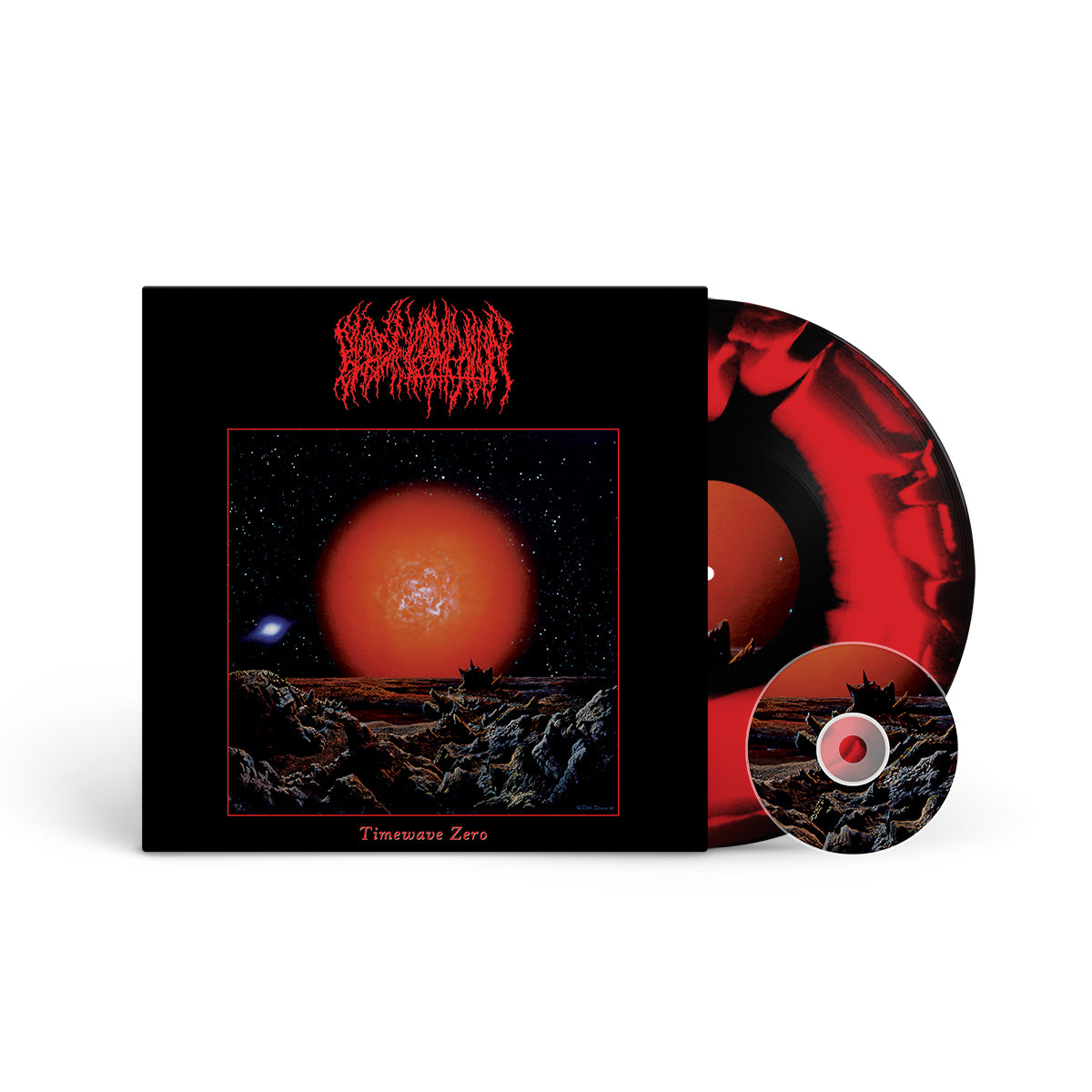 BLOOD INCANTATION &quot;Timewave Zero&quot; LP+CD RED BLACK INKSPOT (EVIL GREED EXCLUSIVE)