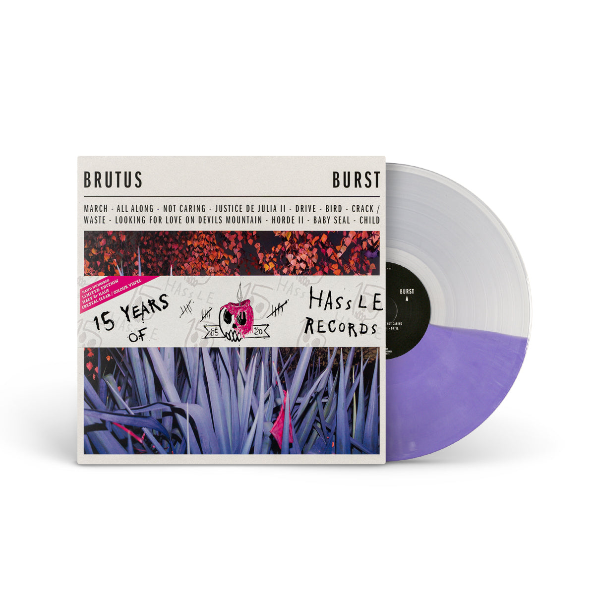 BRUTUS &quot;Burst&quot; LP LILAC &amp; CRYSTAL CLEAR HALF&#39;N&#39;HALF