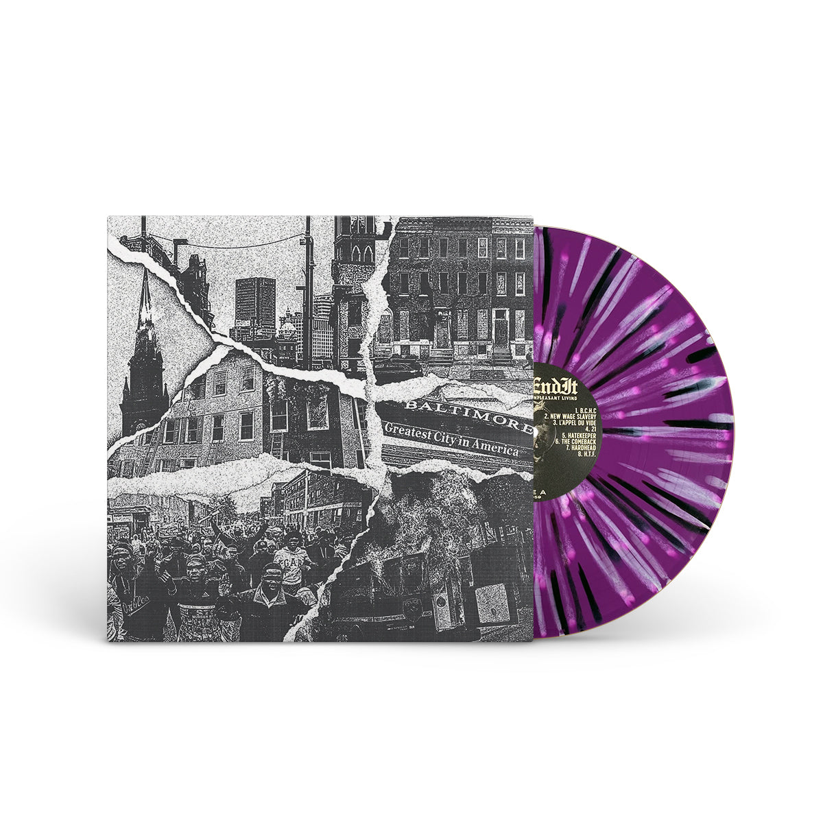 END IT &quot;Unpleasant Living&quot; LP PURPLE W WHITE &amp; BLACK SPLATTER