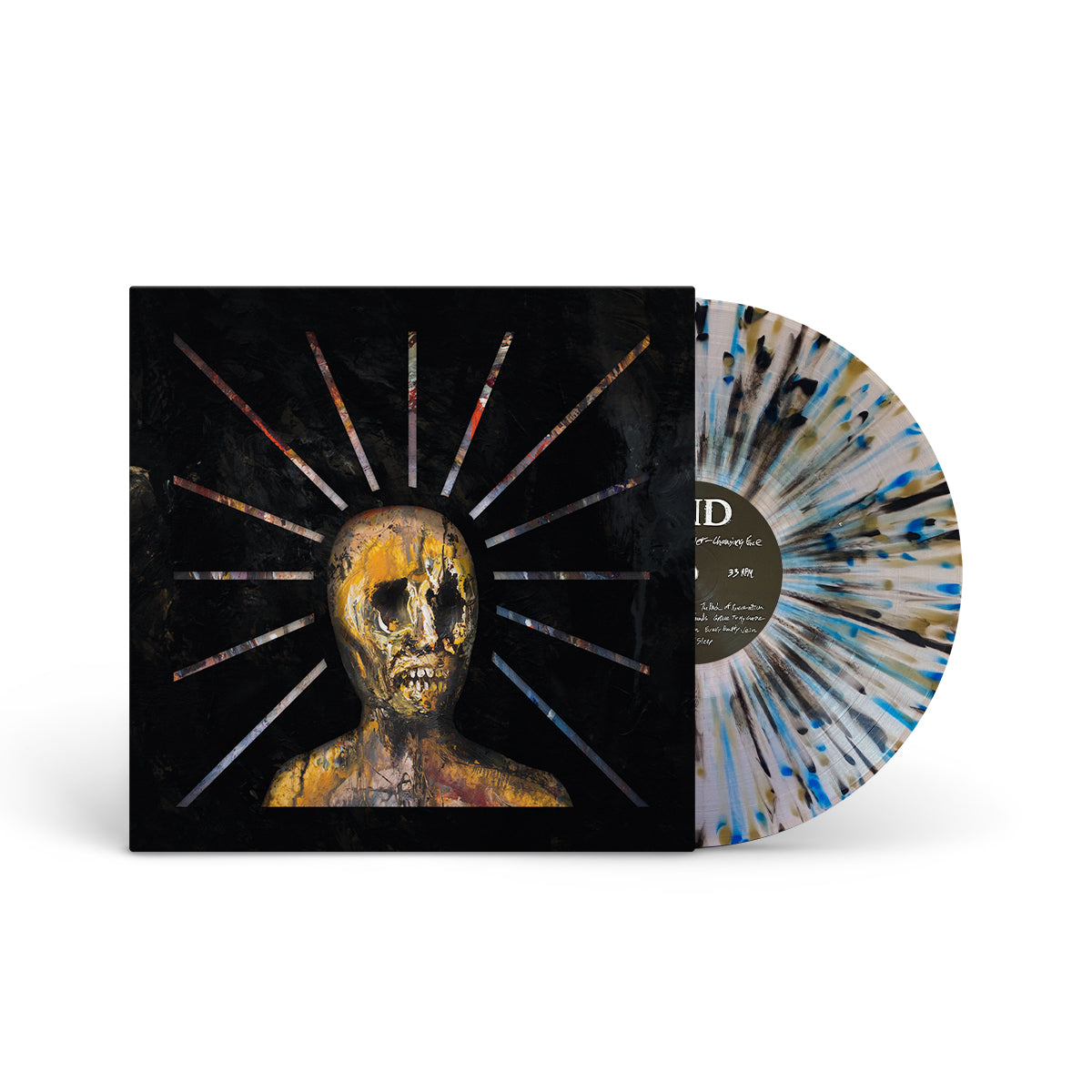 END &quot;Splinters From An Ever-Changing Face&quot; LP CLEAR W METALLIC GOLD, ROYAL BLUE &amp; BLACK SPLATTER