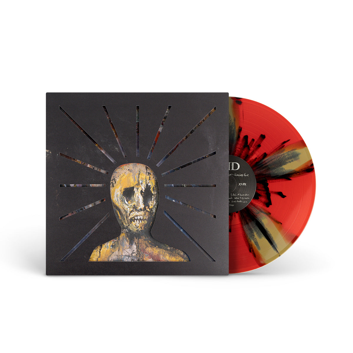 END &quot;Splinters From An Ever-Changing Face&quot; LP RED &amp; GOLD PINWHEEL W BLACK SPLATTER