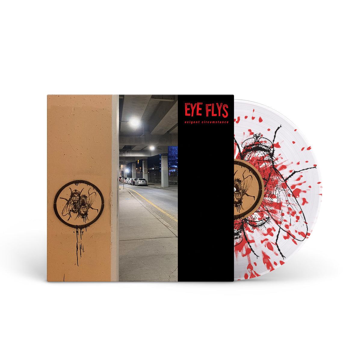 EYE FLYS &quot;Exigent Circumstance&quot; LP CLEAR W RED SPLATTER + SCREENPRINTED B-SIDE