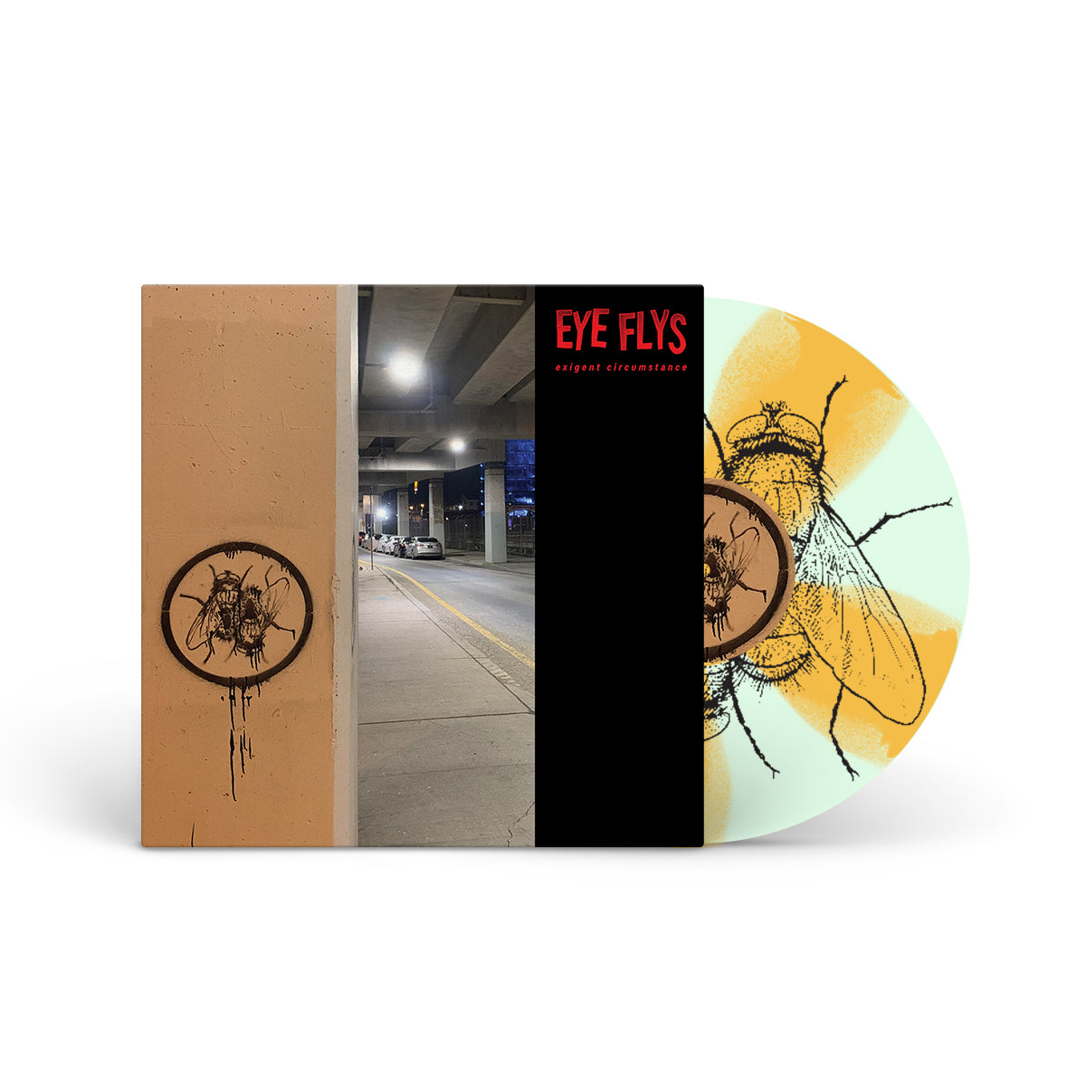 EYE FLYS &quot;Exigent Circumstance&quot; LP BLUE BEER PINWHEEL + SCREENPRINTED B-SIDE