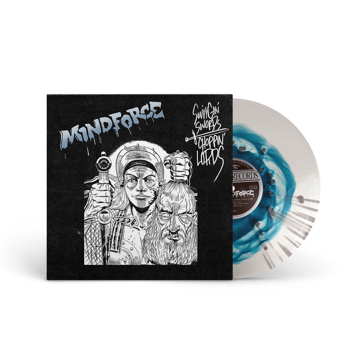 MINDFORCE &quot;Swinging Swords, Choppin Lords&quot; 12&quot; BLUE IN CLEAR W WHITE SPLATTER