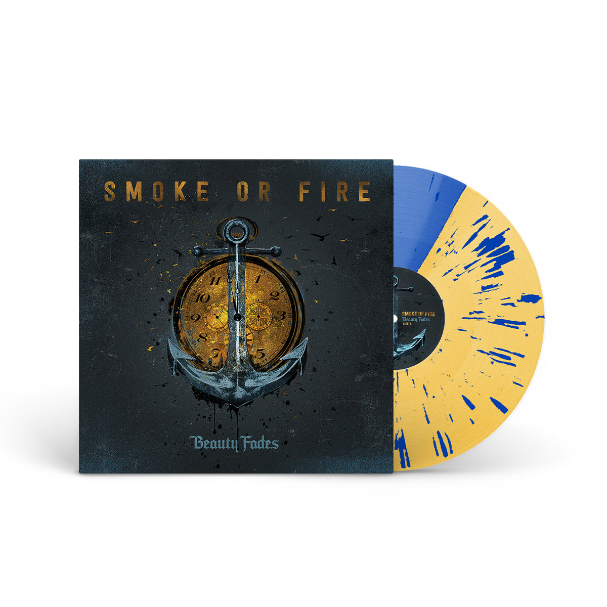 SMOKE OR FIRE &quot;Beauty Fades&quot; LP BLUE CLEAR GOLD W BLUE SPLATTER