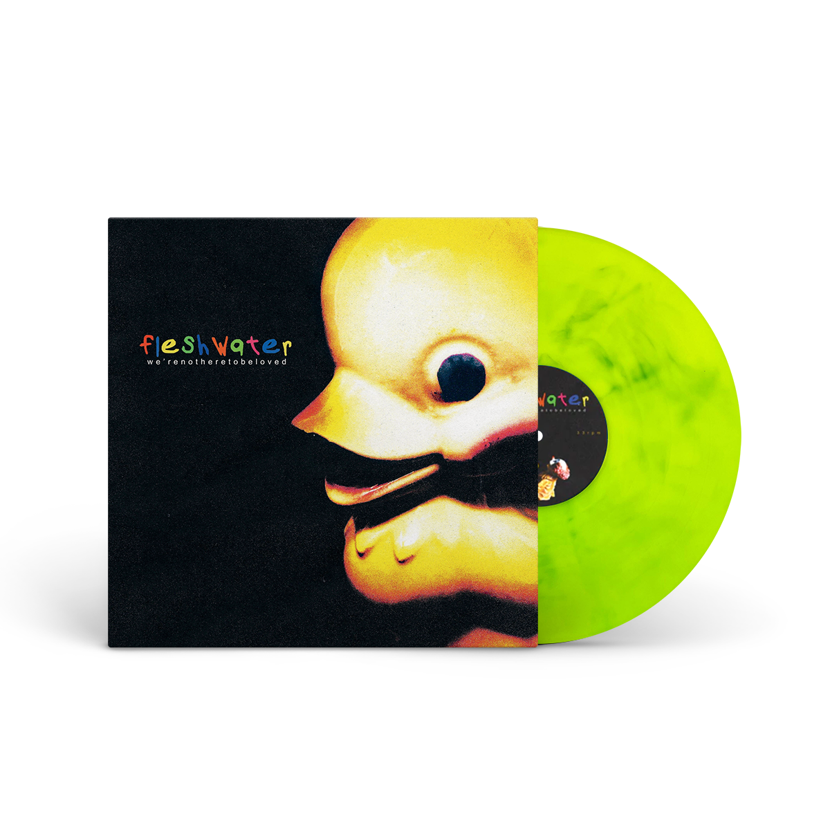 FLESHWATER &quot;We&#39;re Not Here To Be Loved&quot; LP NEON YELLOW W BLUE MARBLE
