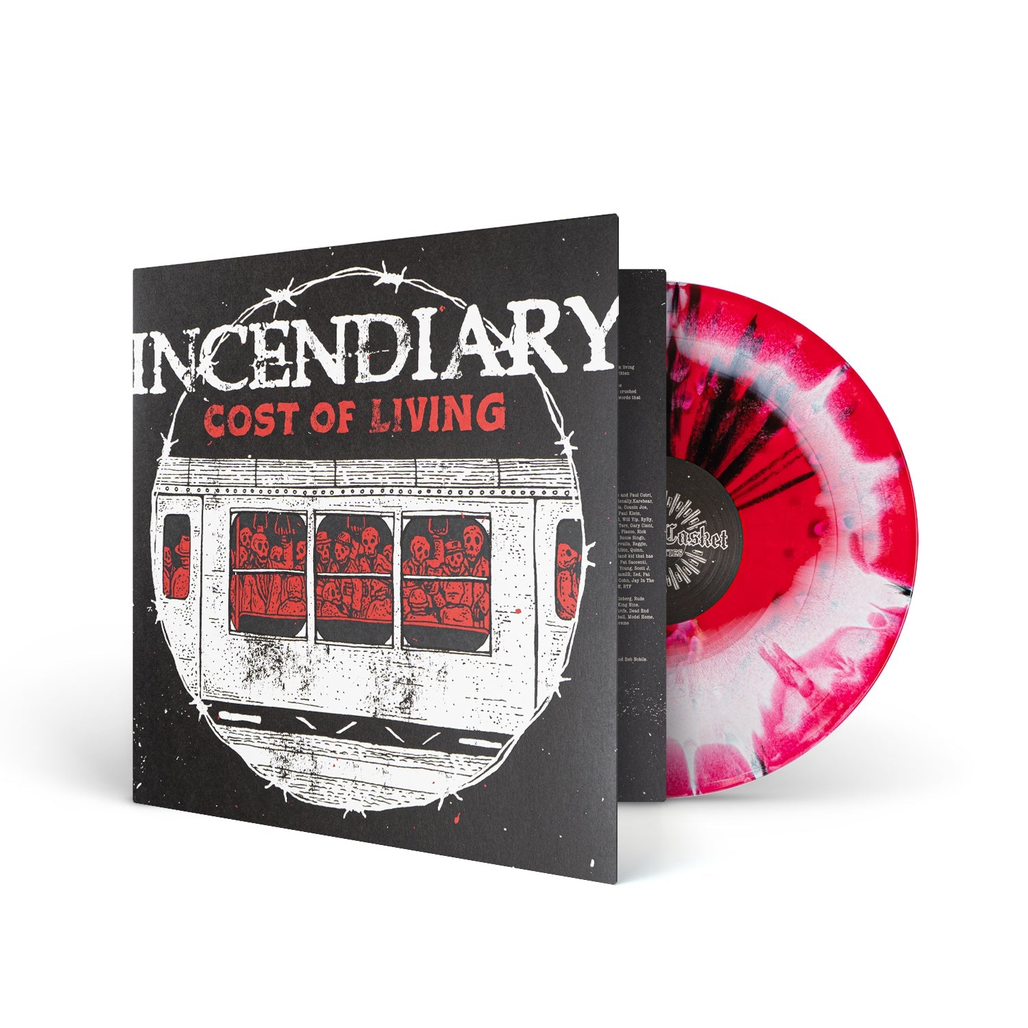 INCENDIARY "Cost Of Living" LP RED WHITE MIX W BLACK SPLATTER