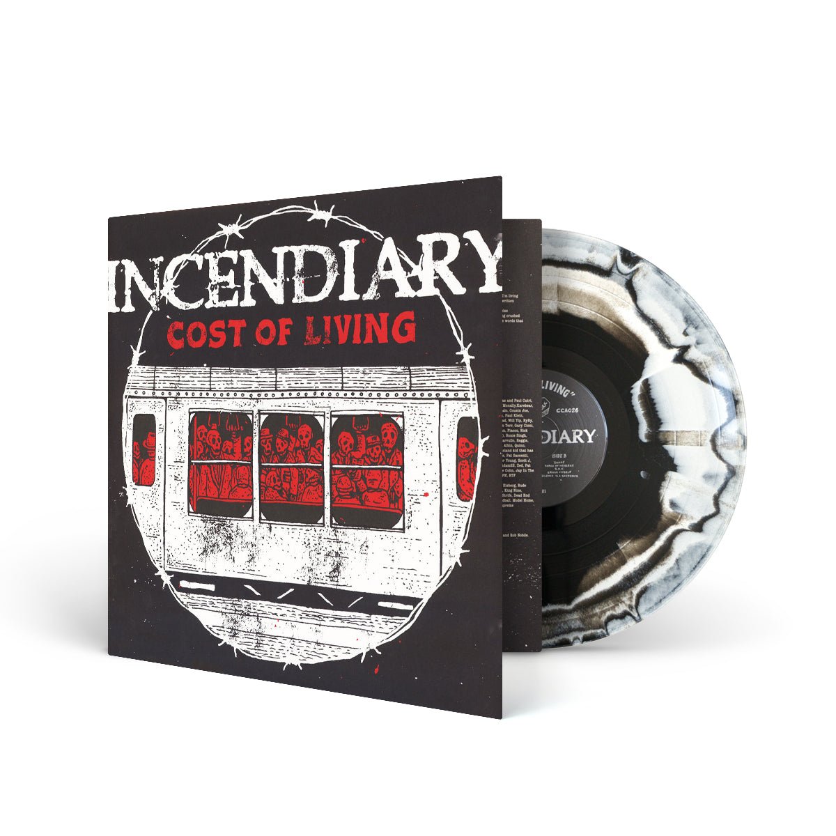 INCENDIARY "Cost Of Living" LP BLACK WHITE MIX